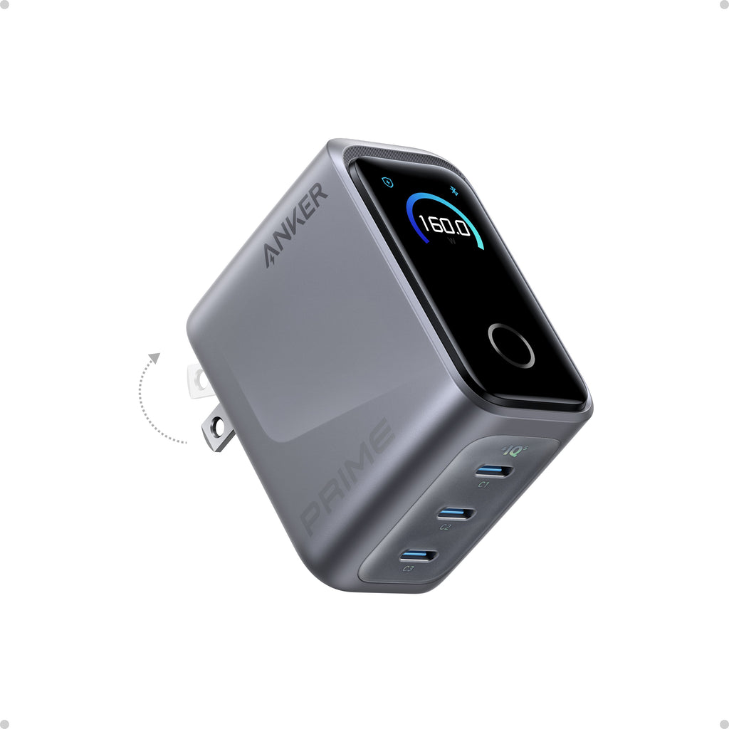 Anker Prime Charger (160W, 3 Ports, Smart Display)
