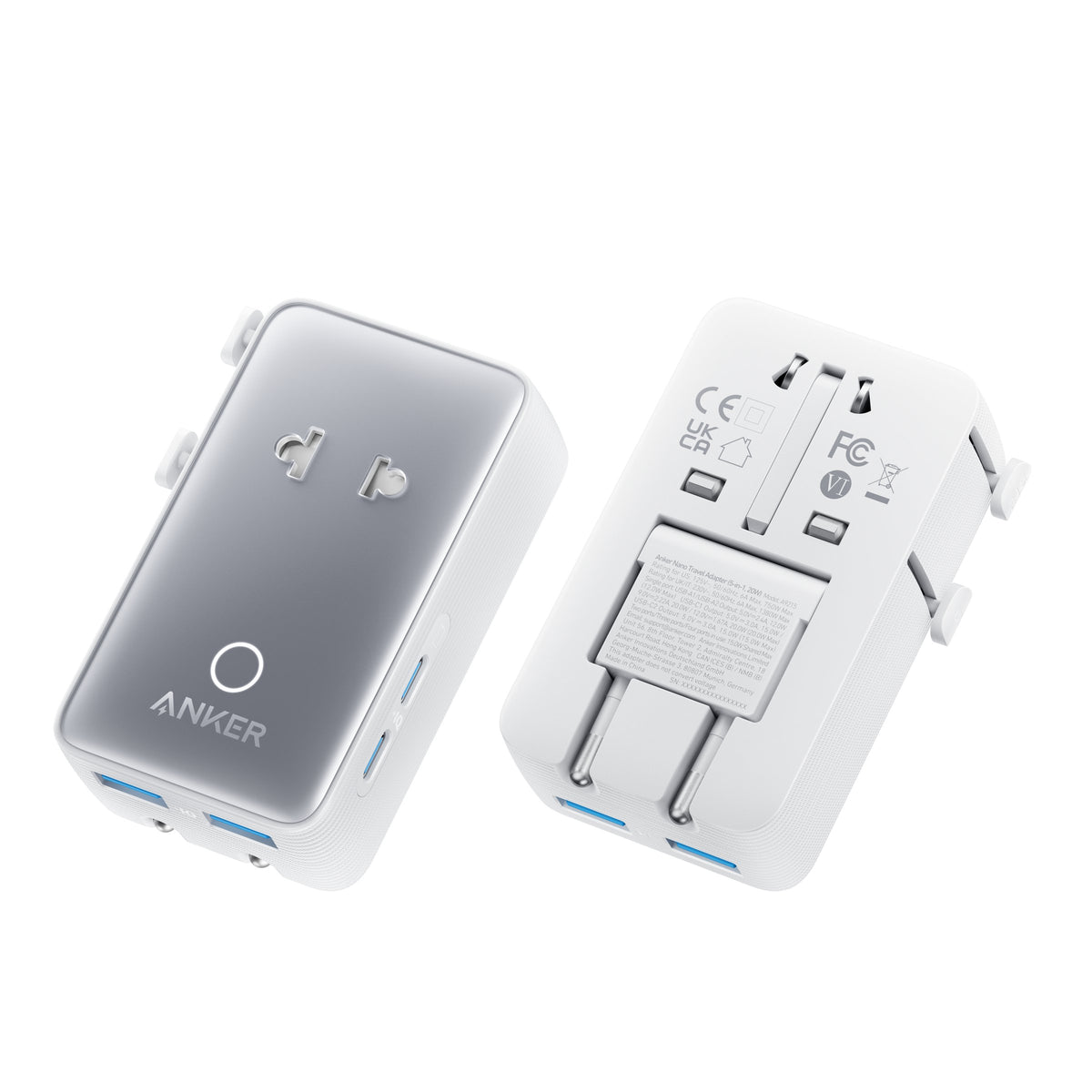 Anker Nano Travel Adapter (5-in-1, 20W, 1-Pack)