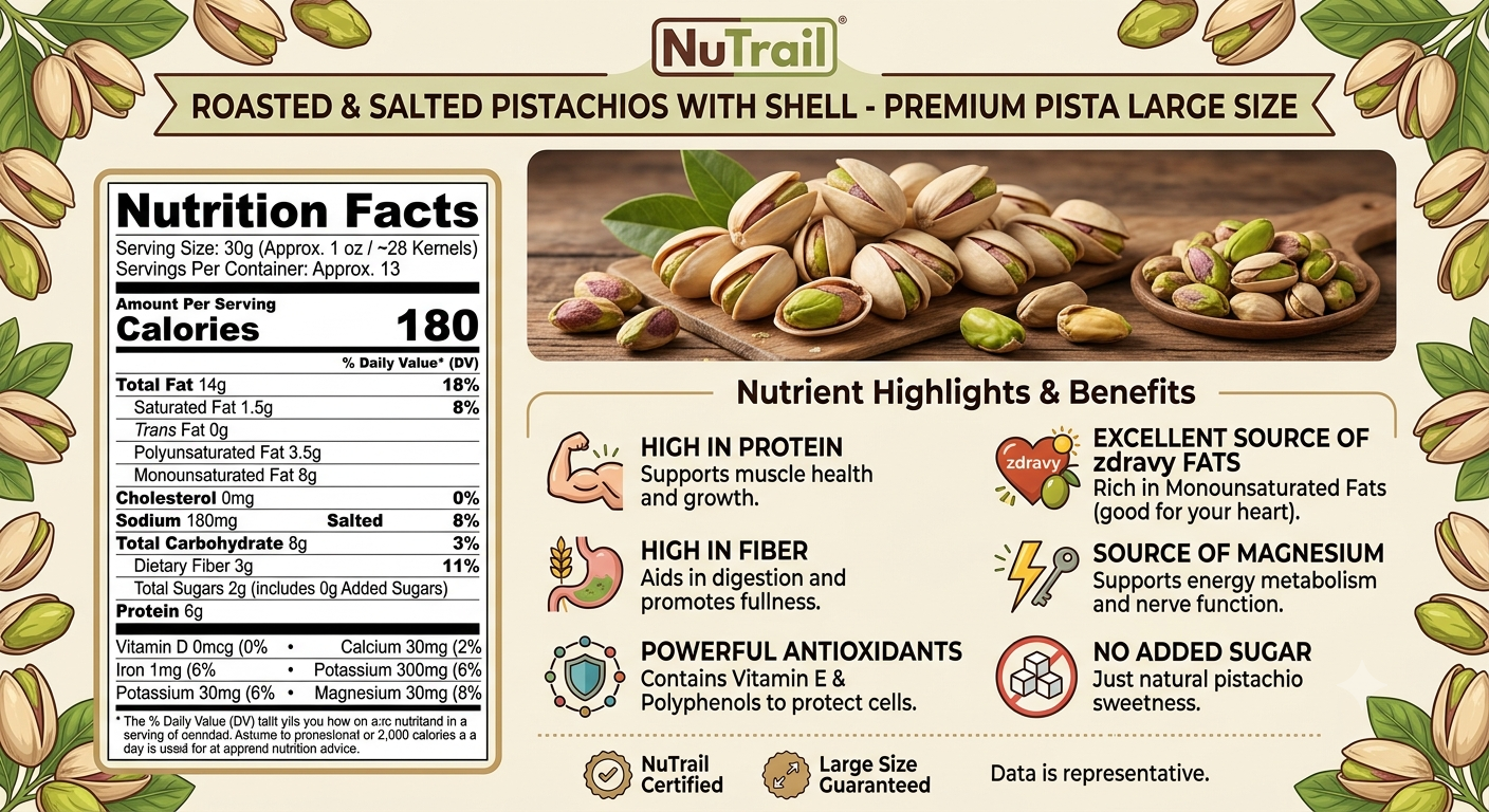 Roasted & Salted Pistachios with Shell | Premium Pista Large Size
